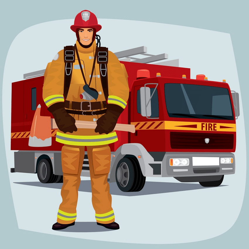 消防車pngを持つ消防士のイラスト イラスト