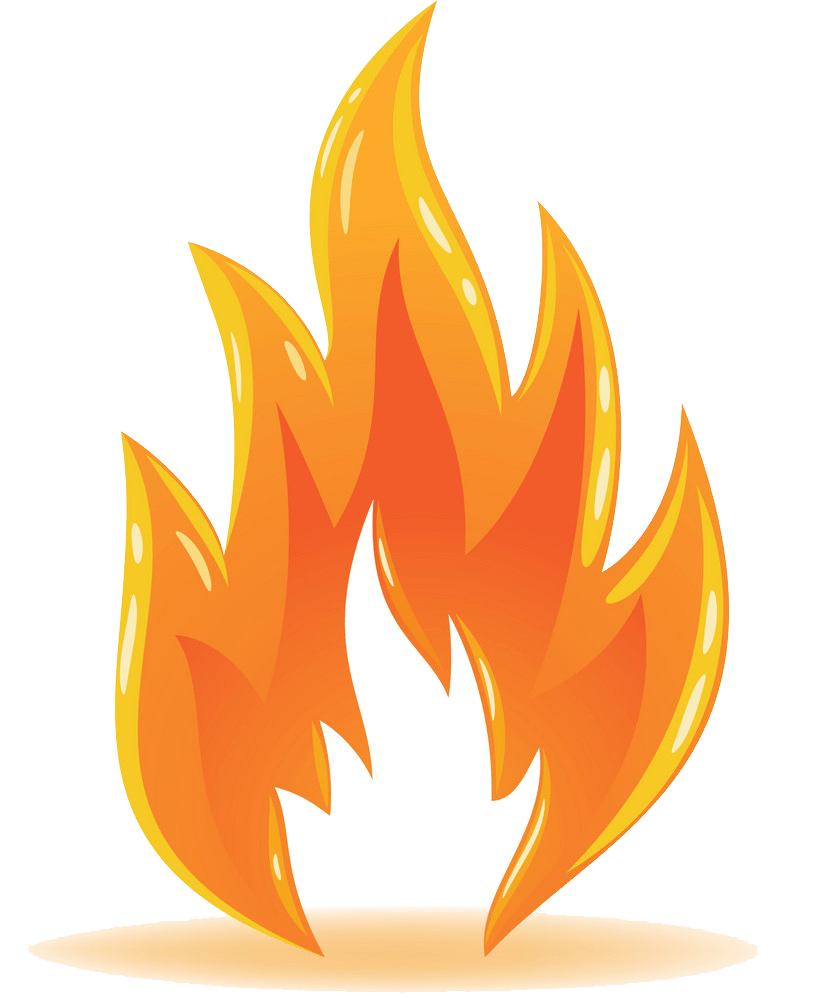 シンボル火光沢のある炎 PNG 透明イラスト