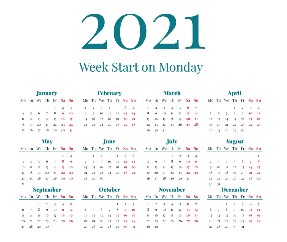 シンプルな2021年カレンダーpngイラスト