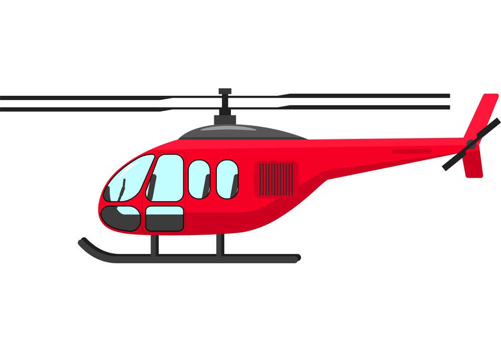 シンプルな赤いヘリコプターをイラストします