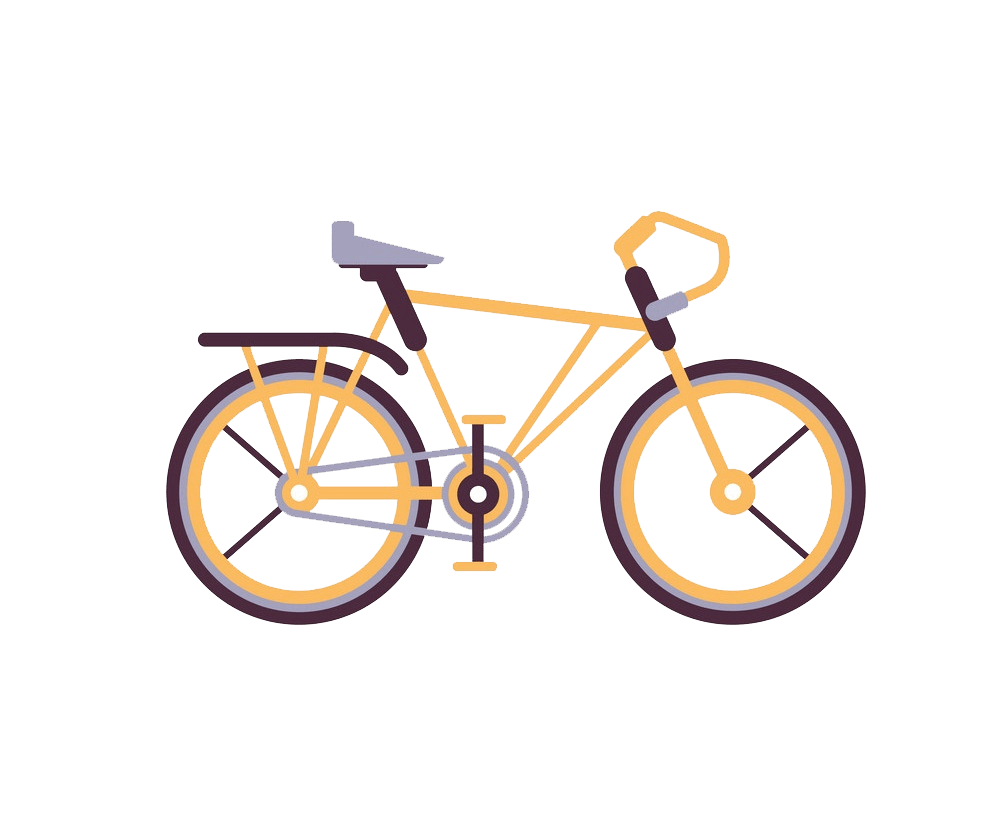 シンプルなオレンジ色の道路自転車PNG透明イラスト