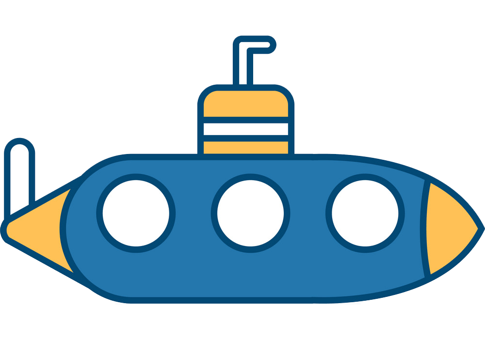 シンプルな潜水艦の描画png透明イラスト