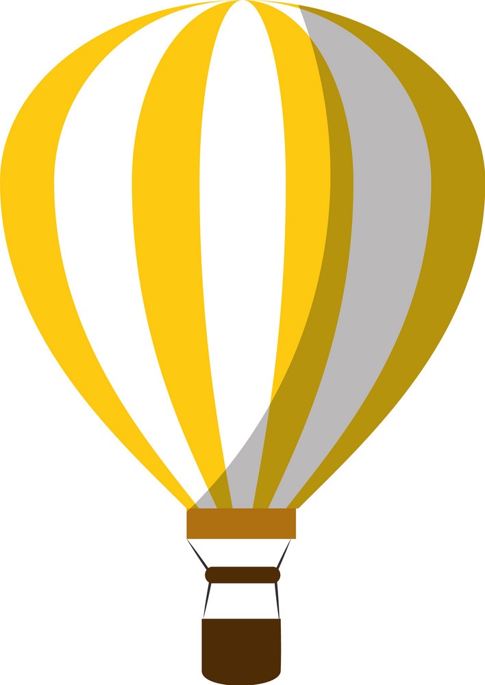 白と黄色の熱気球のイラスト
