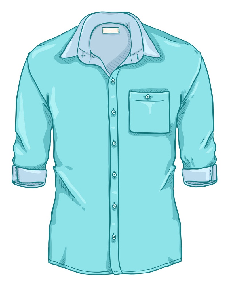 袖をロールアップしたターコイズの男性シャツのイラスト イラスト