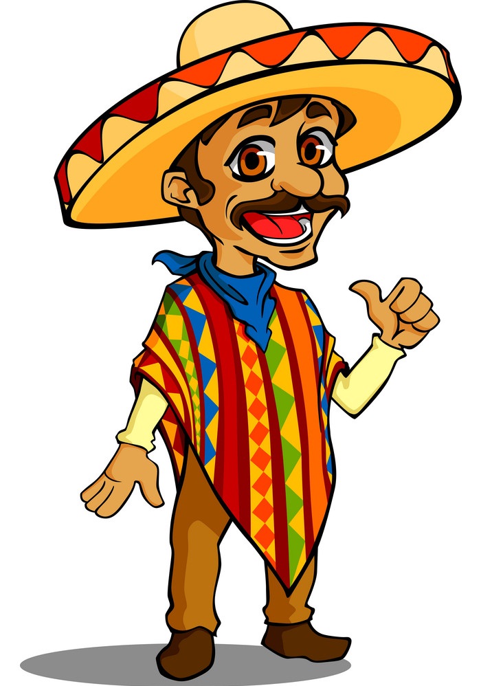 ソンブレロを着たメキシコ人男性のイラスト