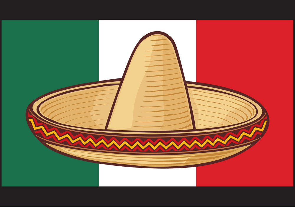 ソンブレロとメキシコの国旗のイラスト png イラスト