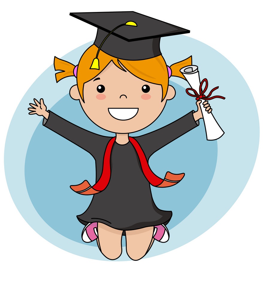 卒業証書を持つ幸せな女の子のイラスト イラスト