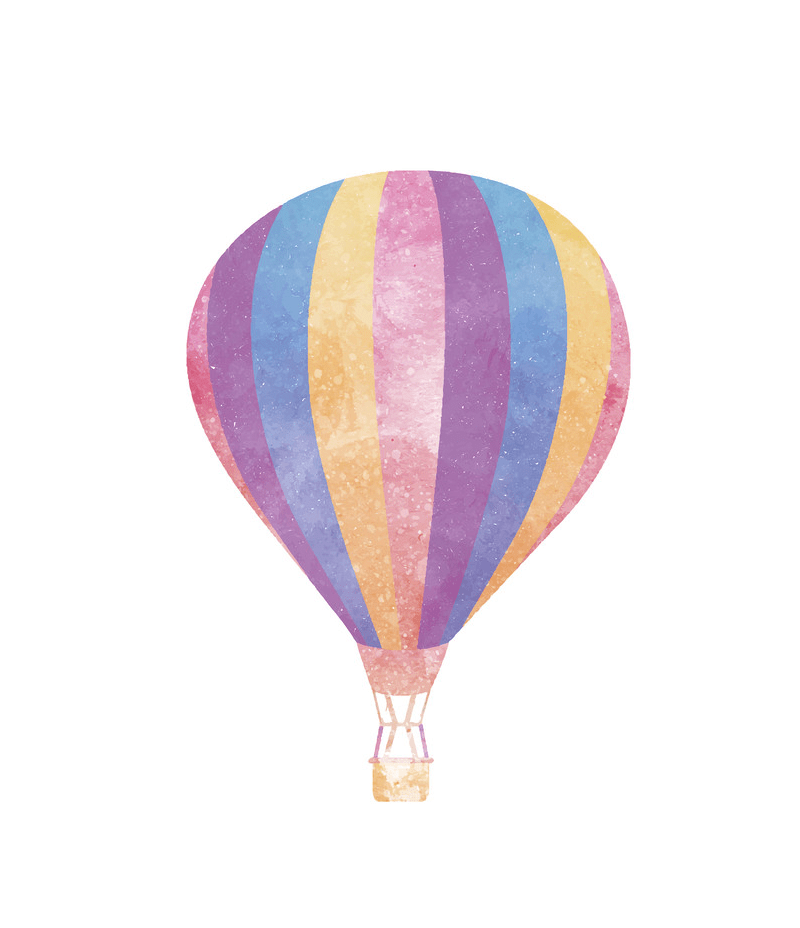 水彩熱気球のイラストpng