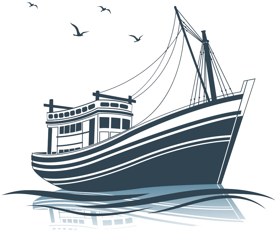 透明な漁船のロゴのイラスト イラスト