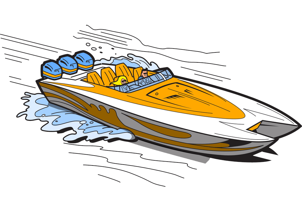 透明な水上のスピード ボートのイラスト イラスト