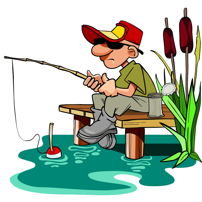 釣り竿を持つ漁師のイラストpng透明 イラスト