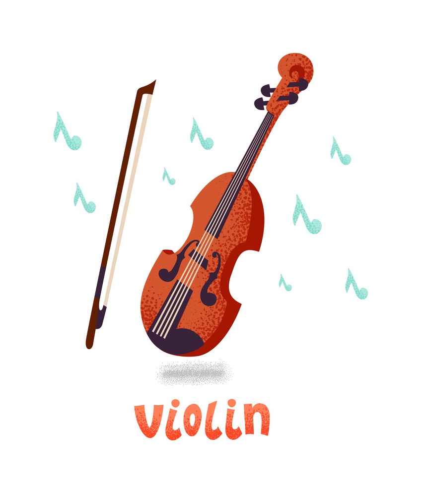ヴァイオリンと音符のイラスト イラスト