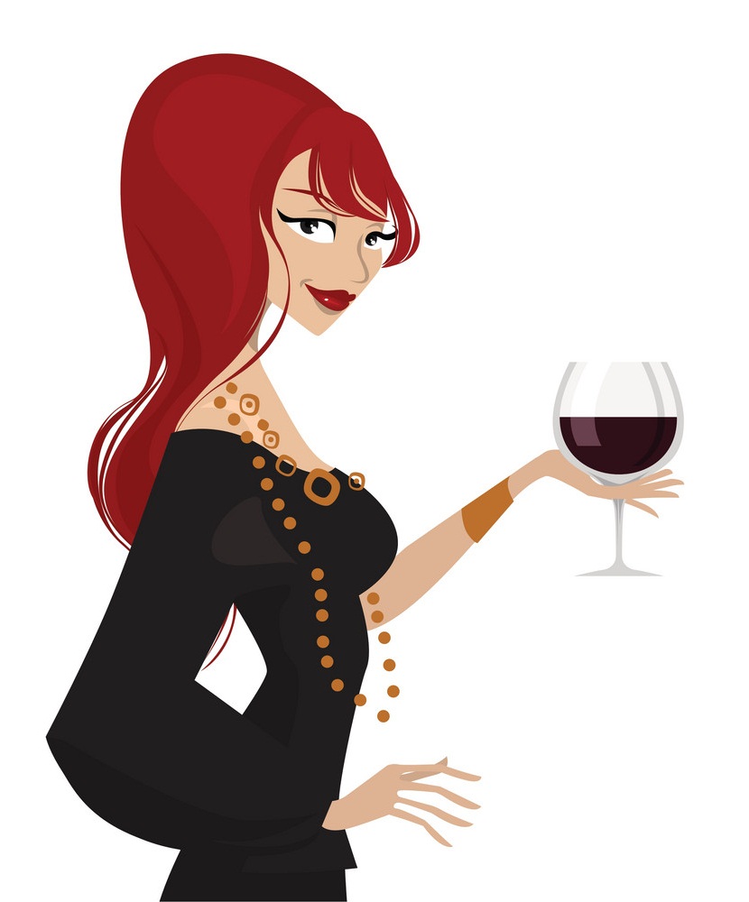 ワイングラスを持つ女性のイラスト