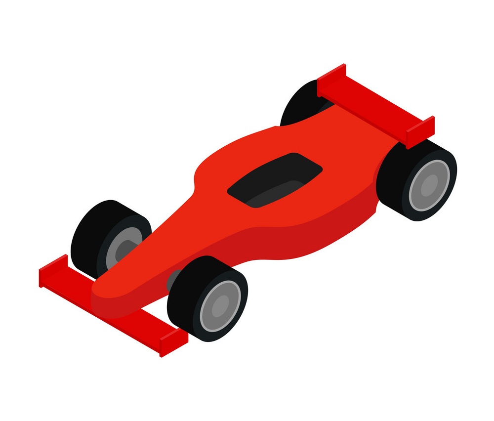 図の赤いレーシングカー等尺性 3 d アイコン イラスト
