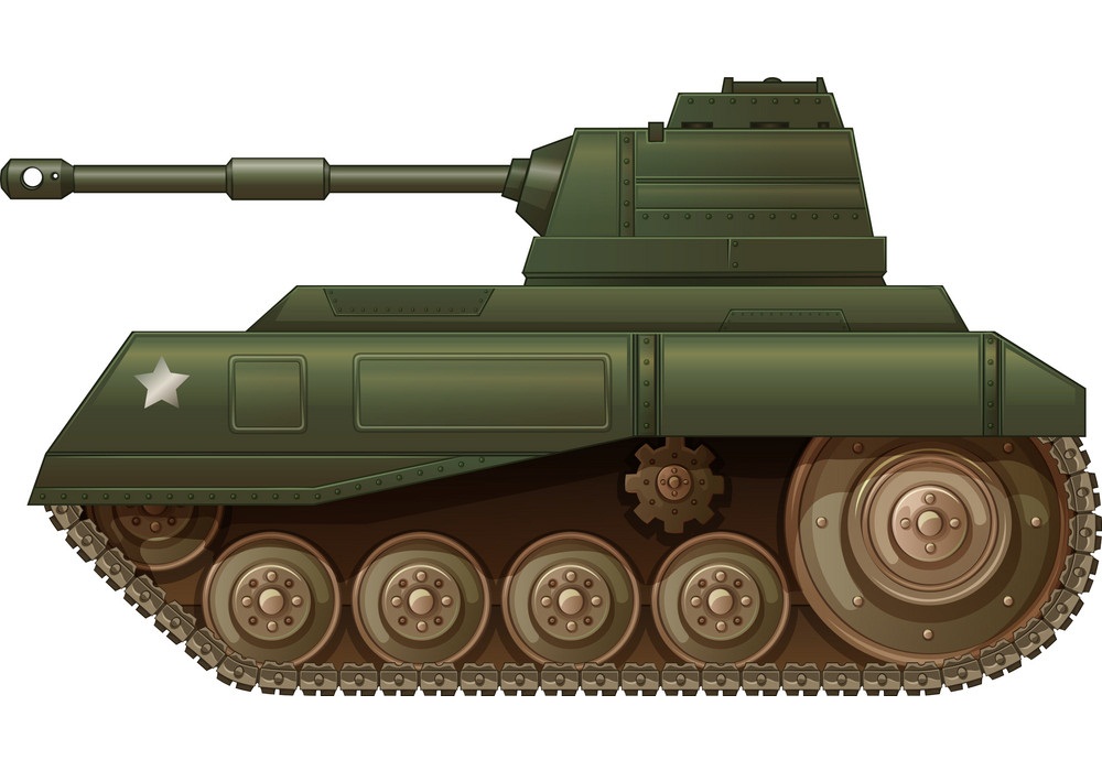 図の緑の軍用戦車 イラスト