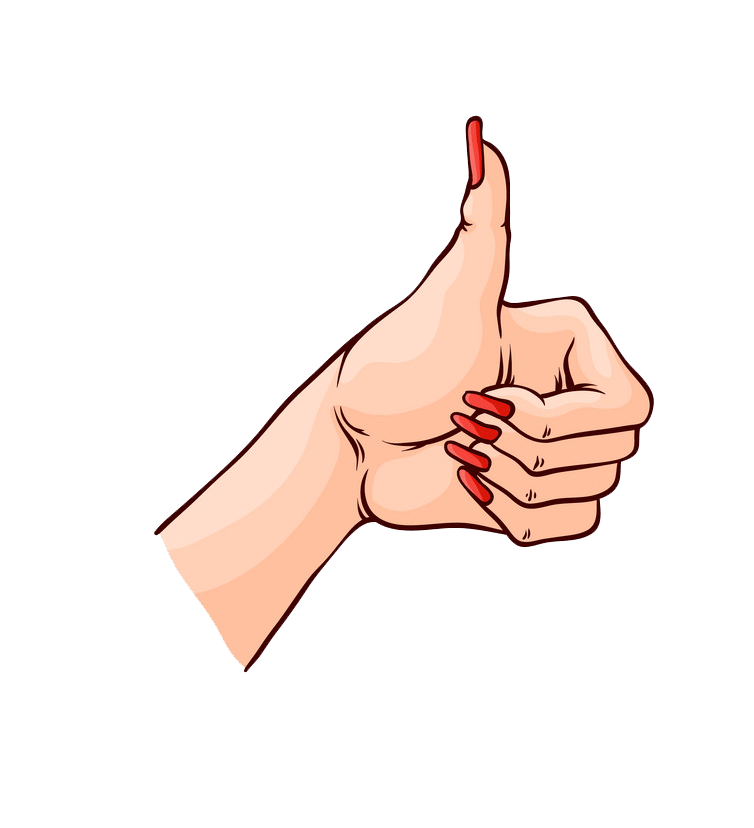 親指を立てた女性の手 イラスト透明