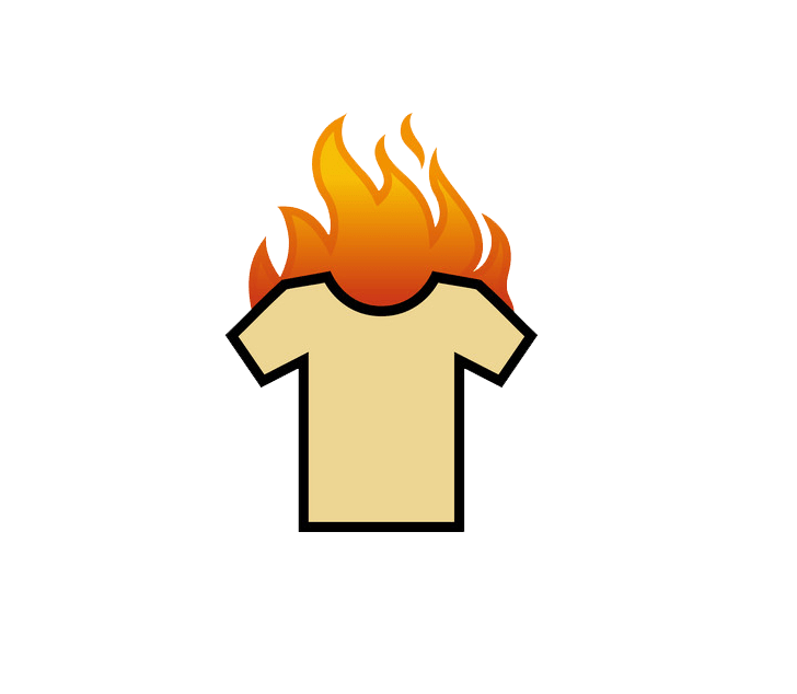 Tシャツが燃えている イラスト透明