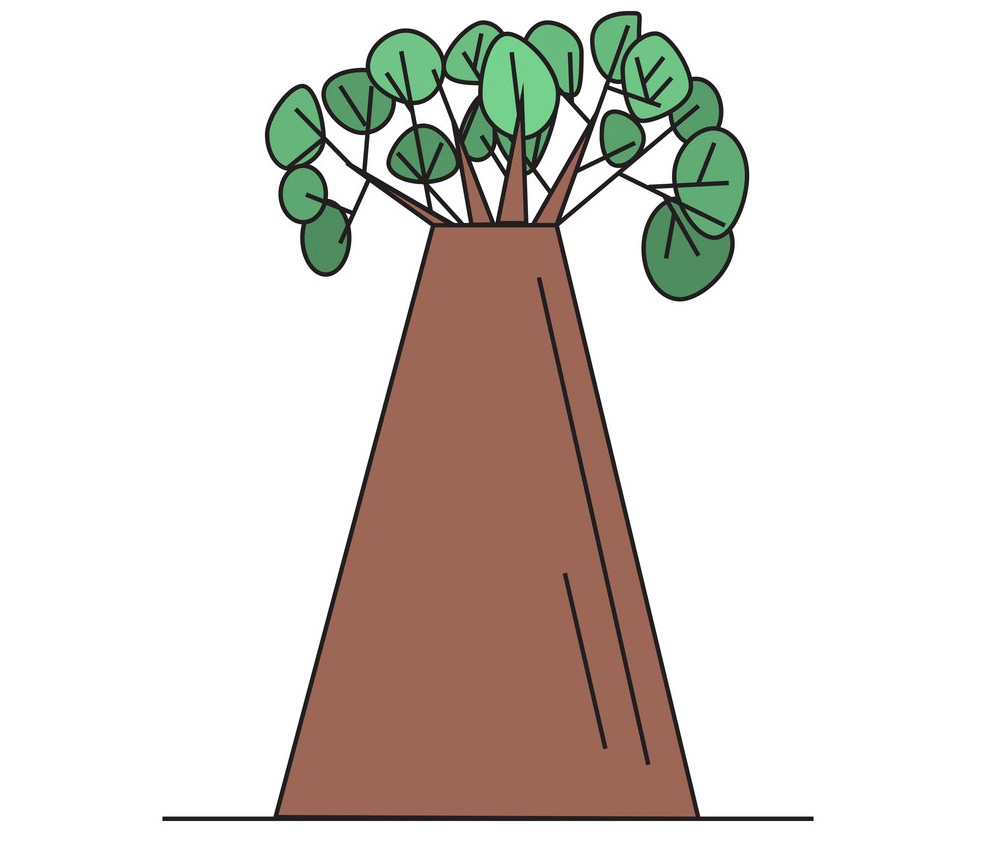 手描きバオバブの木pngイラスト イラスト