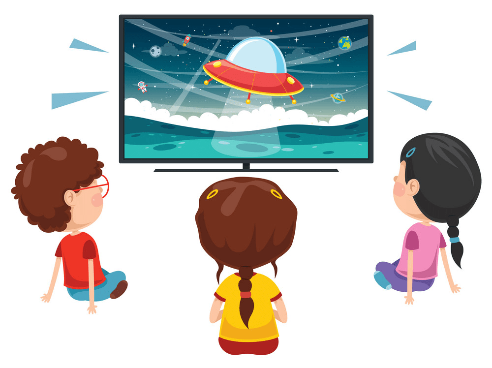 テレビを見ている子供たちのイラスト イラスト