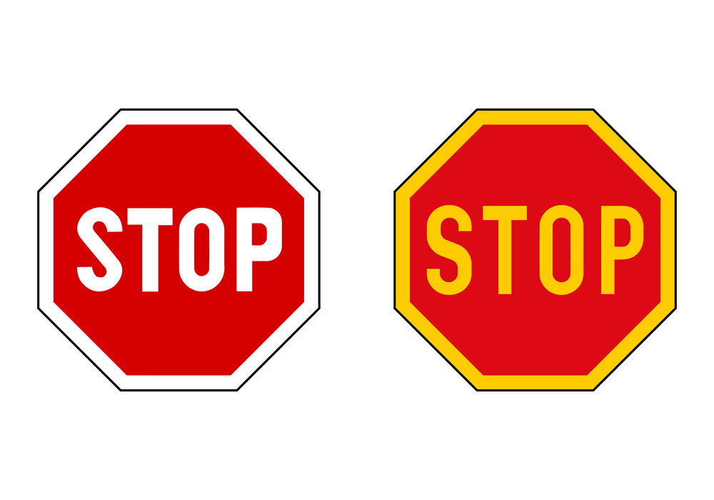 2 つの一時停止標識の図 イラスト