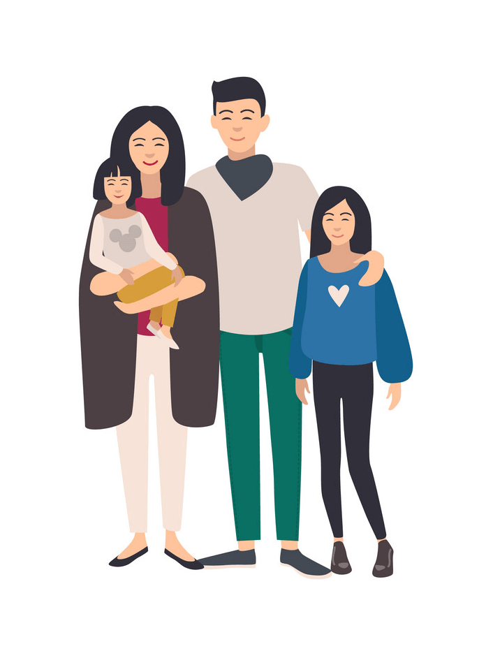 アジアの家族のイラスト イラスト