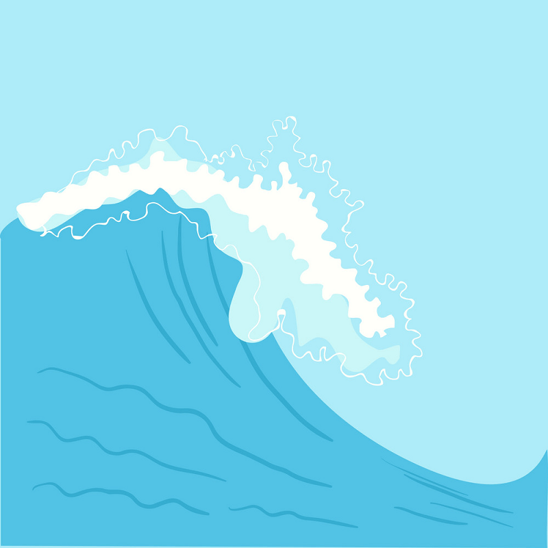 青い高海の波のイラスト イラスト