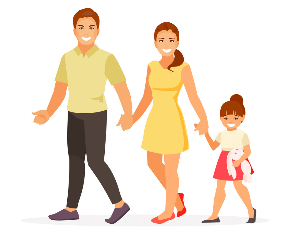 歩く家族のイラスト イラスト