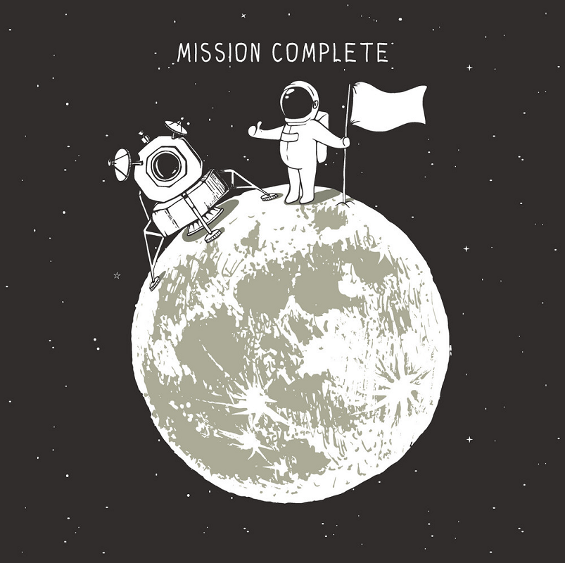 月面の宇宙飛行士のイラスト イラスト