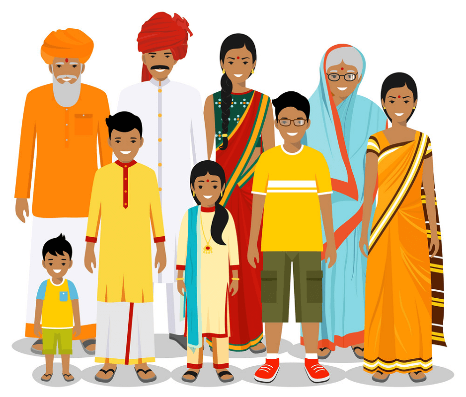 インドの大家族 PNG イラスト イラスト