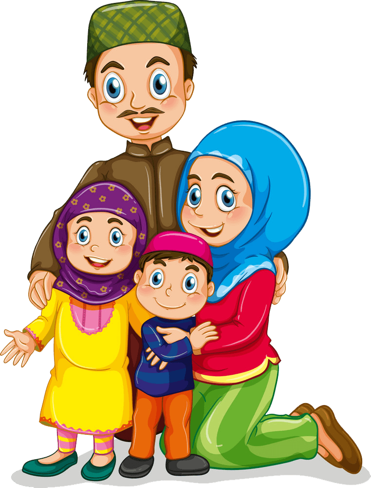 イスラム教徒の家族のイラスト透明