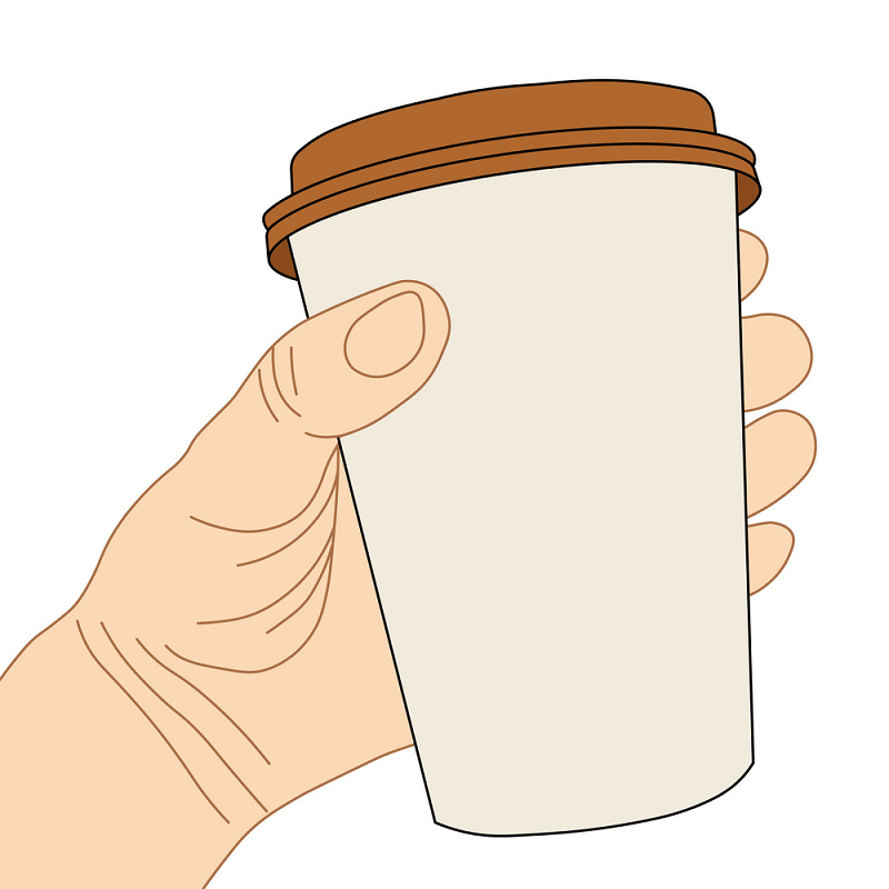 コーヒーカップのイラストを持っている手 イラスト