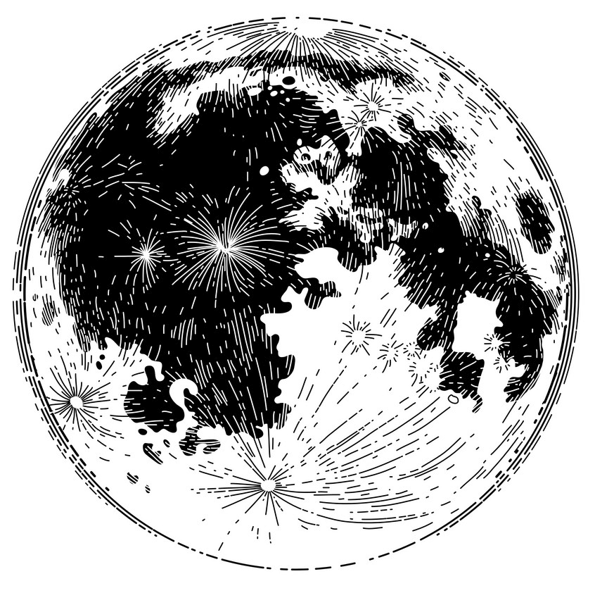 黒と白の月のイラスト イラスト