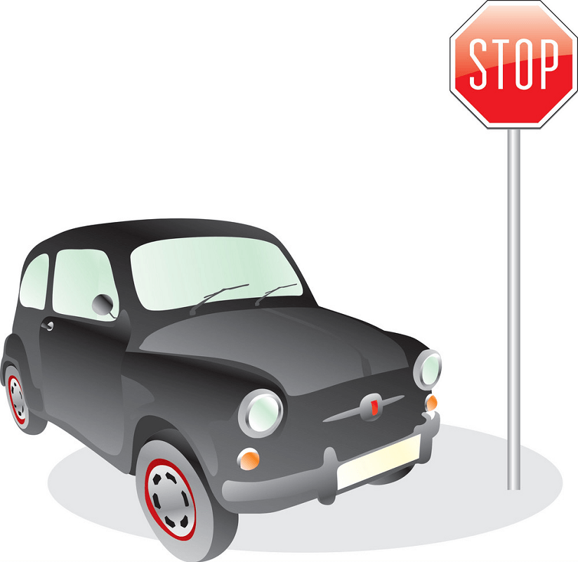 車と一時停止の標識のイラスト png