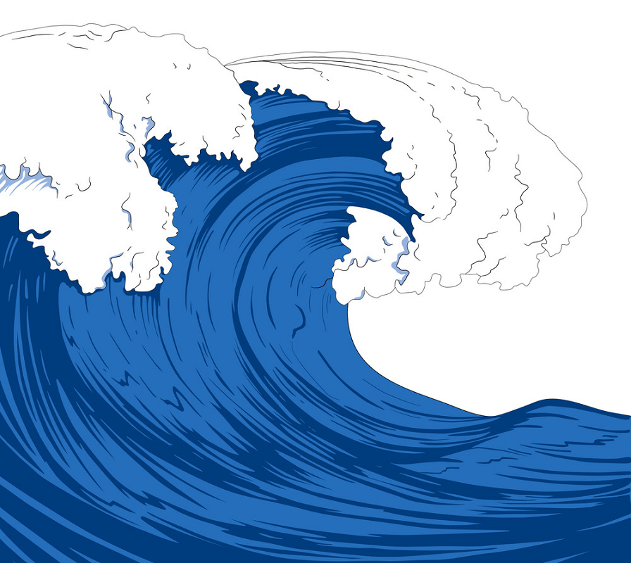 巨大な海の波のイラスト イラスト
