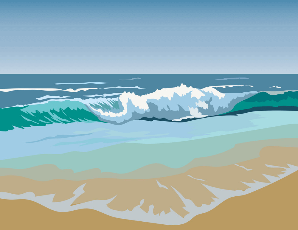 夏のビーチの波のイラスト イラスト