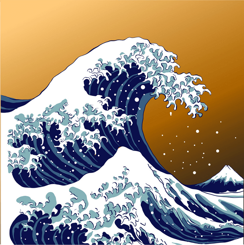 日本の波のイラスト イラスト
