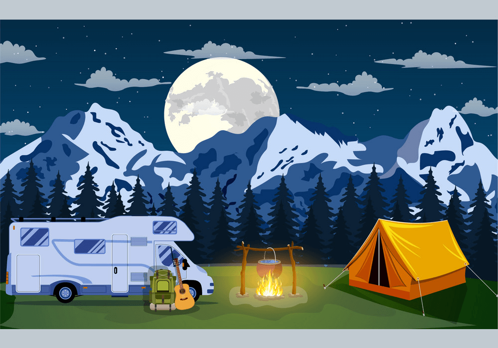 夜キャンプのイラスト イラスト