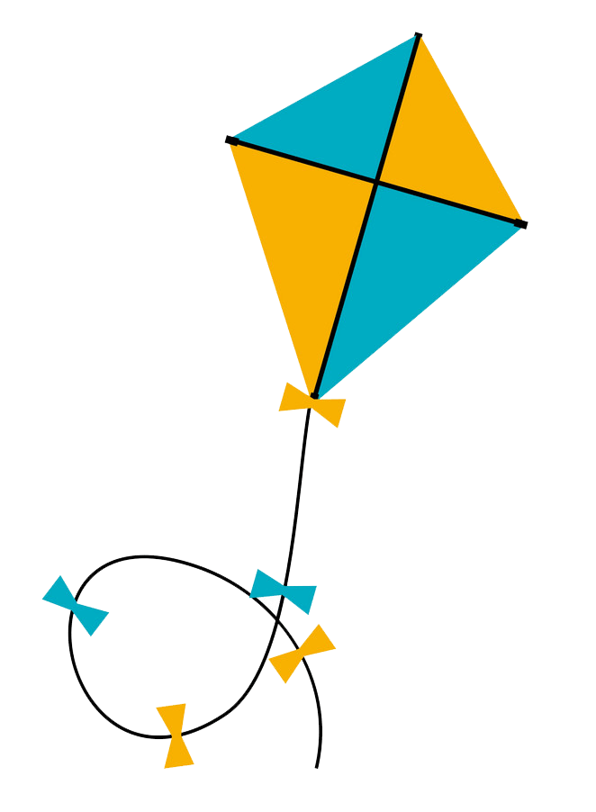 青と黄色の凧 イラスト透明