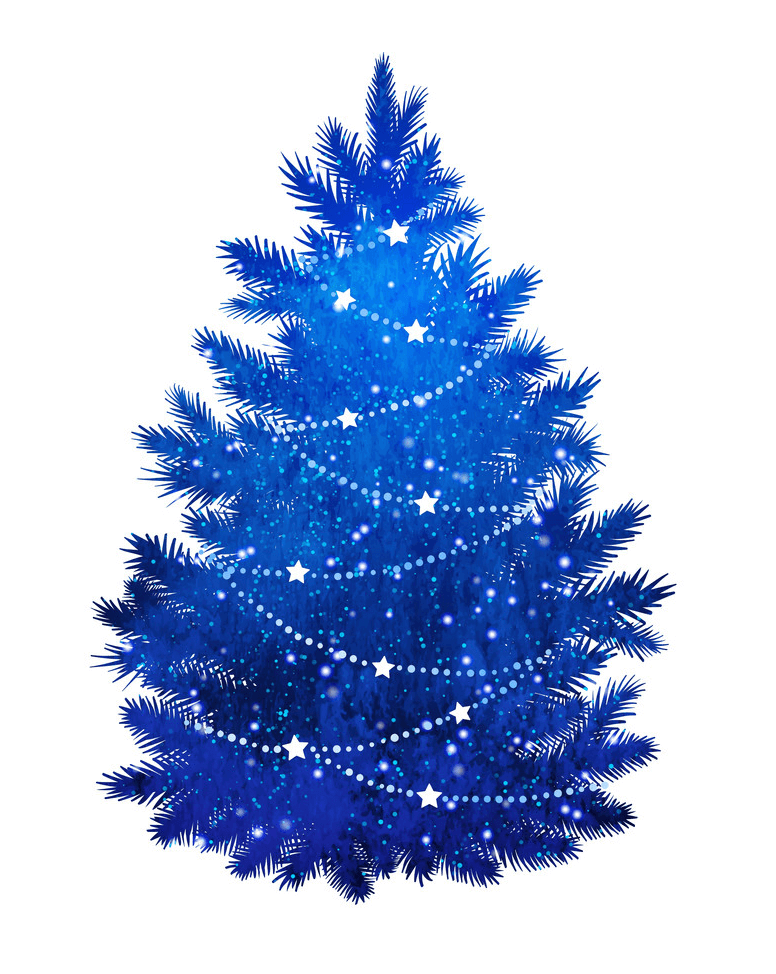 ブルーのクリスマスツリーのイラスト イラスト