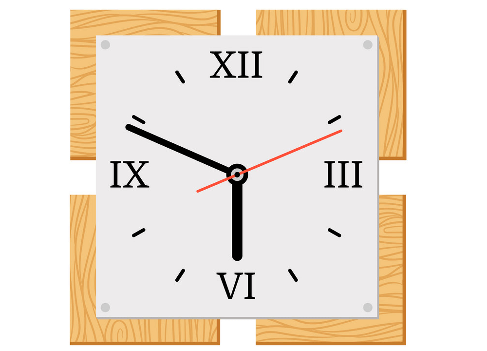 木製壁掛け時計のイラスト イラスト