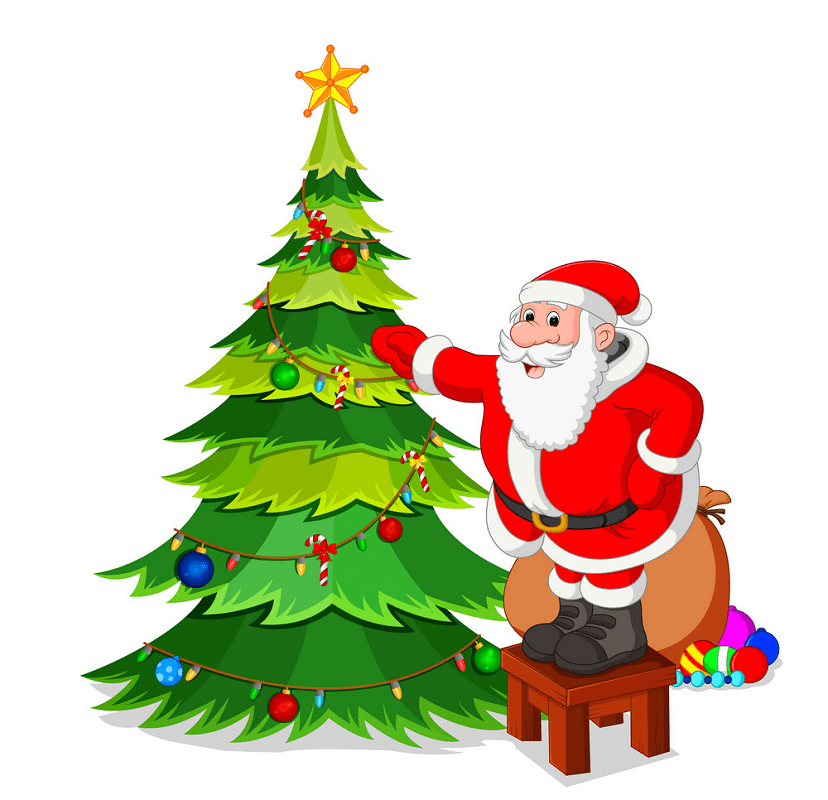サンタとクリスマスツリーのイラスト イラスト