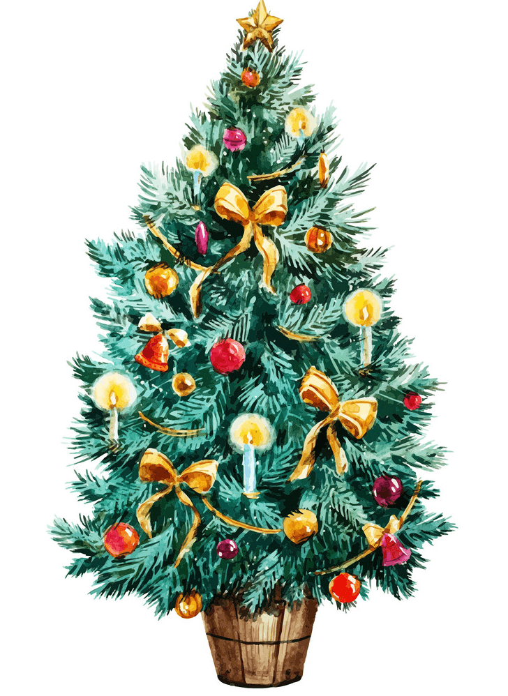 水彩のクリスマスツリーのイラスト イラスト