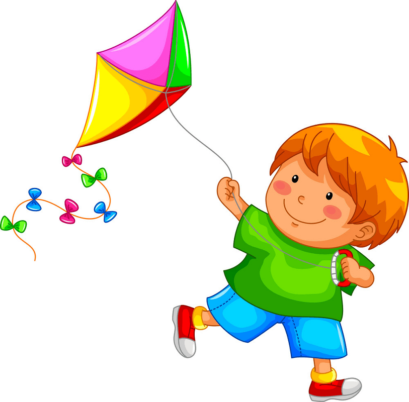 凧を持つ男の子のイラスト