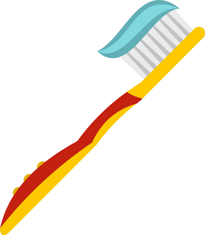 赤と黄色の歯ブラシのイラスト