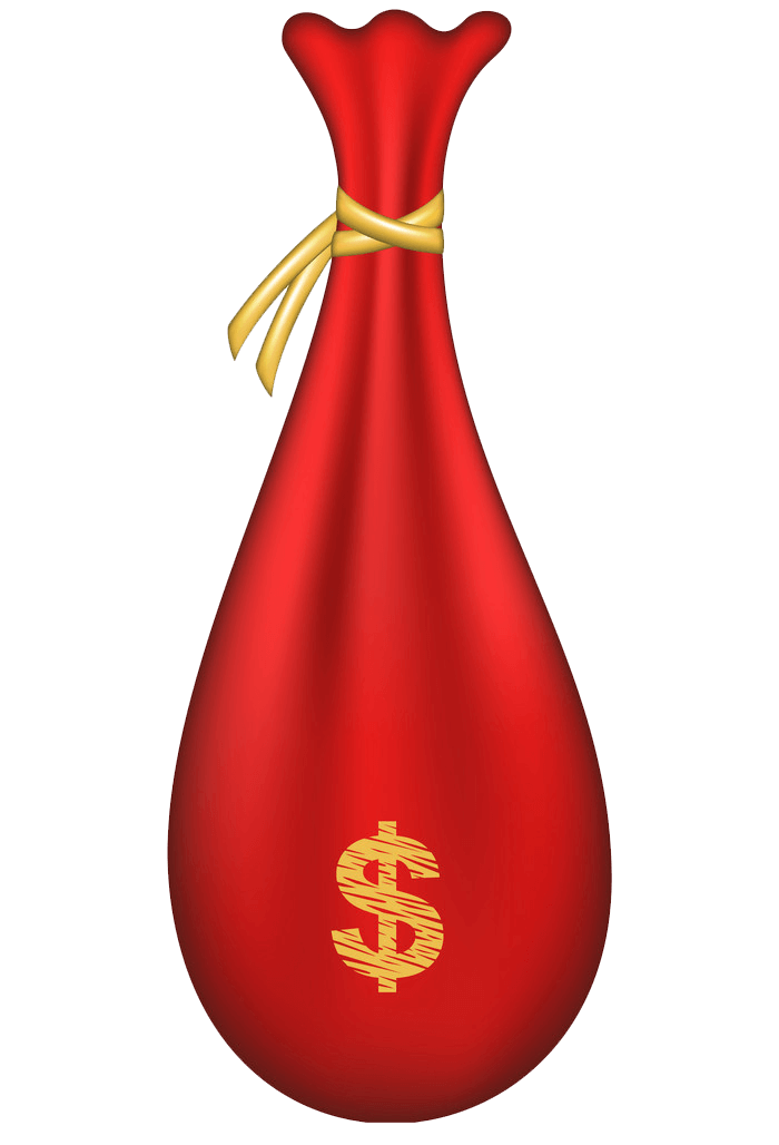 赤いお金の袋のイラスト透明