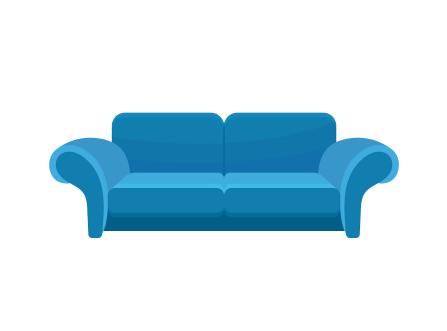 青い革のソファのイラスト透明