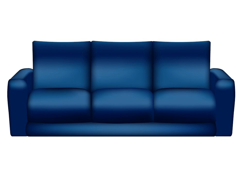 青いソファのイラスト透明1