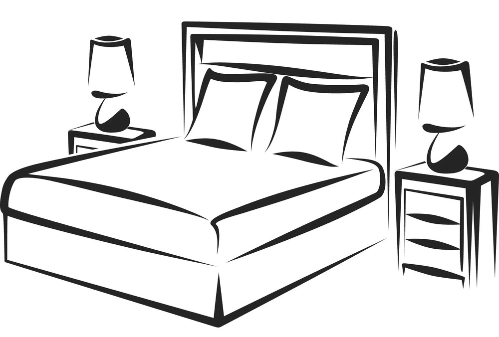 ベッドの白黒イラスト イラスト