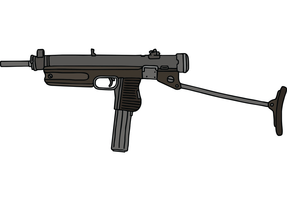 古い小型自動拳銃のイラスト イラスト