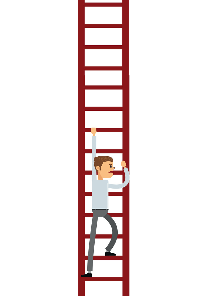 はしごを登る男の図 イラスト